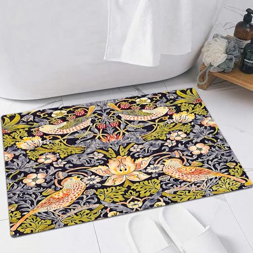 FSDGY Badvorleger Fußmatte Flauschig Teppich Badezimmerteppich Duschmatte für Bade & Wohnzimmer Schlafzimmer,William Morris‘ berühmtes Muster „Erdbeerdieb“ (1883).,40x60 cm von FSDGY