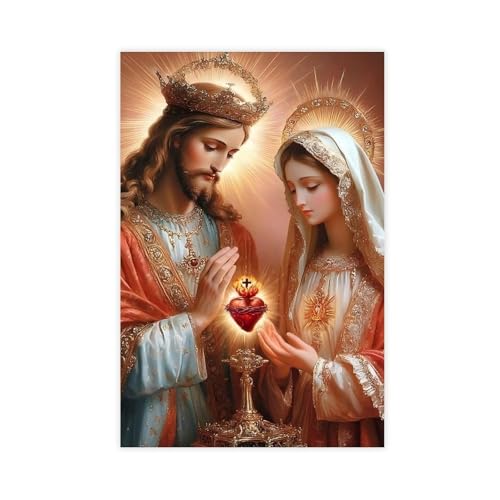 FSDJHG Jungfrau Maria Kunstposter (2) Leinwandposter Schlafzimmer Dekor Landschaft Büro Zimmer Dekor Geschenk 60 x 90 cm von FSDJHG
