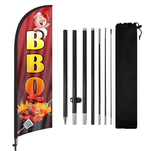 FSFLAG BBQ Feder Flagge mit Fahnenmast Kit und Erdspieß, 2,5 m BBQ Windless Flag Banner Schild Business für Outdoor Werbung FSFLAG BBQ Feder Flagge mit Fahnenmast Kit und Erdspieß, 2,5 m BBQ Windless Flag Banner Schild Business für Outdoor Werbung von FSFLAG
