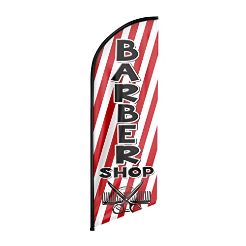 FSFLAG Barber Shop Swooper Flagge, 2,4 m, Friseurladen, Werbefeder, Friseurladen, Banner, Schilder für Unternehmen und Schaufenster (nur Flagge) von FSFLAG