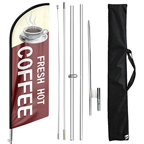 FSFLAG Hot Coffee Swooper Windlose Fahne und Fahnenmast Kit – 3.1 m Werbung Feder Flaggen Schild für Verkauf Haus Agent… von FSFLAG