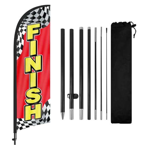 FSFLAG Swooper-Flagge und Stange, Finish-Flaggen für Unternehmen, 2,4 m Federflagge für Finish-Werbe-Federbanner, Schilder mit Fahnenmast-Set und Erdspieß von FSFLAG