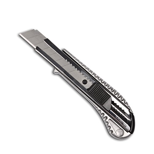 144 Stück Alu Druckguss Cuttermesser mit 18mm Abbrechklinge Teppichmesser Mehrzweck Messer Allzweckmesser von FHS