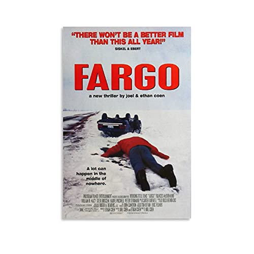 Filmposter, Motiv: Regie von Joel Coen Black Comedy Crime Film Fargo Poster, dekoratives Gemälde, Leinwand, Wandkunst, Wohnzimmer, Poster, Schlafzimmer, Gemälde, 60 x 90 cm von FSJD