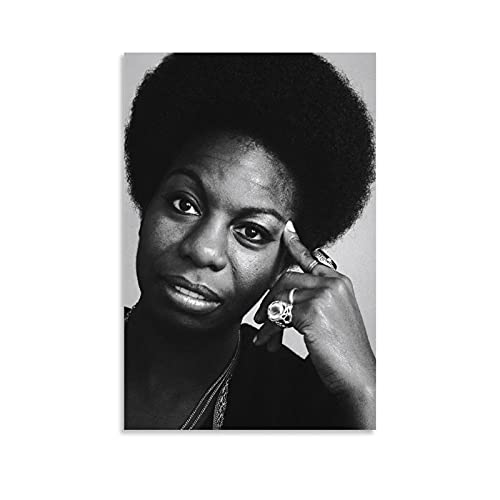 Poster, Motiv: Amerikanische Sängerin, Songwriter, Musiker, Nina Simone, Schwarz und Weiß, Leinwand-Kunstdruck, moderne Familie, Schlafzimmer, Dekoration, Poster, 20 x 30 cm von FSJD