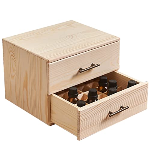 Aufbewahrungsbox Für Ätherische Öle Aus Holz, Für 60 5-15-ml-Flaschen Für Ätherische Öle, Diffusor-Vitrine Für Ätherische Öle,mit 2-lagigen Schubladen (S : 60) von FSJKZX