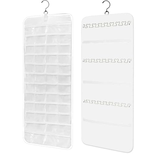 FSJMTQTS Haarschleifenhalter Doppelseitige Aufbewahrungstasche for Aufhängen mit Aufbewahrungstasche for Schmuck und Halsketten Organizer(Weiß) von FSJMTQTS