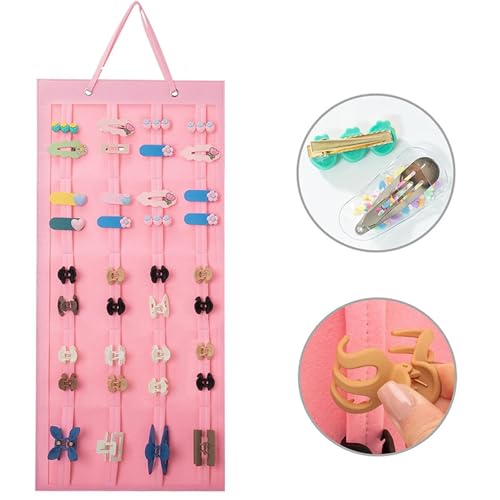 FSJMTQTS Haarschleifenhalter Stirnband Schmuck Hängende Aufbewahrungstasche Haarnadel Display-Ständer Organizer(Rosa,50x35cm) von FSJMTQTS