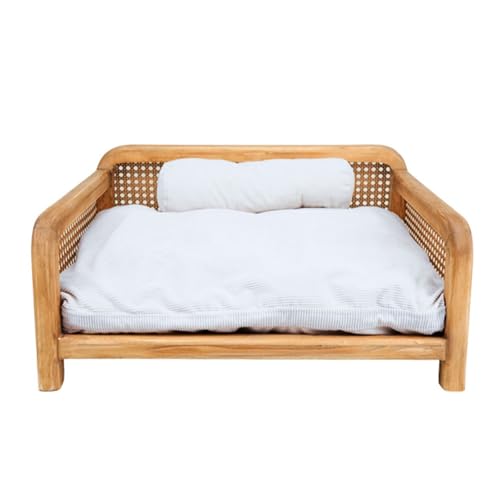 FSJMTQTS Haustierbett aus Korbgeflecht Holz Haustier Sofa Universal Stuhl Nest Hundebett Sommer von FSJMTQTS