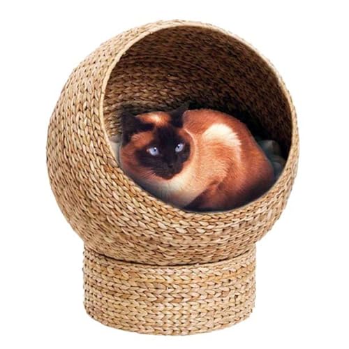 FSJMTQTS Haustierbett aus Korbgeflecht Katzenbett Hängematte Gewebtes Nest Käfig Villa Sommer Gewebtes Haustierhaus Sommer von FSJMTQTS