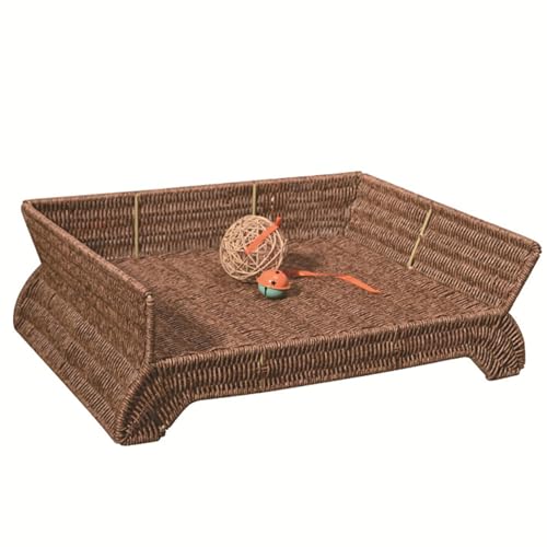 FSJMTQTS Haustierbett aus Korbgeflecht Katzenbett Sommer Haustiernest Zuhause Stehend Sommer von FSJMTQTS