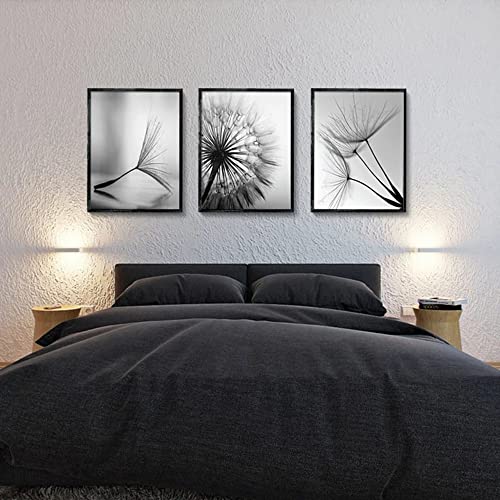 FSLEOVN 3 Stücke Modern Leinwand Bild Druck auf Leinwand Pusteblume Poster Schwarz Weiß Löwenzahn Blume Leinwand Aesthetic Poster Kein Rahmen (30x40cm) von FSLEOVN