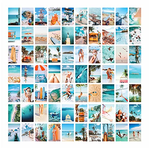 FSLEOVN 70 Stück Ästhetisches Bilder für Wandcollage Karten Collage Druck Aesthetic Poster Retro Wandkunstdruck Poster Raumdekoration Collage Wand (Blau) von FSLEOVN