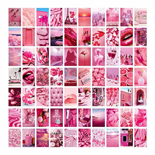 FSLEOVN 70 Stück Ästhetisches Bilder für Wandcollage Karten Collage Druck Aesthetic Poster Retro Wandkunstdruck Poster Raumdekoration Collage Wand (Rosa) von FSLEOVN