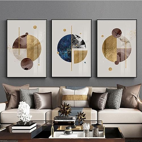 FSLEOVN Nordischer Geometrische Wohnzimmer Leinwandbilder Beige Gold Marmor Poster 3er Set Modern Minimalistisch Wandbilder Beige Gold Geometrische Bilder (60x90cm) von FSLEOVN