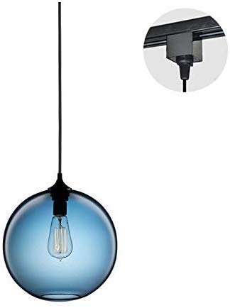 FSLIVING 100 cm Kabel H-Typ Pendelleuchte mit blauer Farbe Kristallkugel Glasschirm, Lampen nicht enthalten von FSLIVING