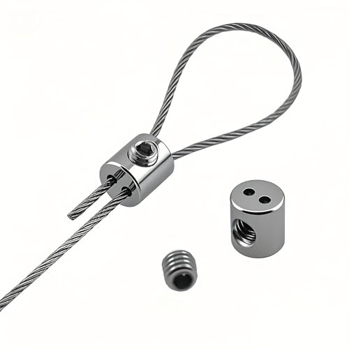 10 Stück Drahtseilklemme,2 mm Drahtseilklemme Kabel Drahtseilklemmen Kabelklemmen Drahtseil Stahlseil Wäscheleinenspanner Markise Fixiert (Silber) von FSLLWGWG
