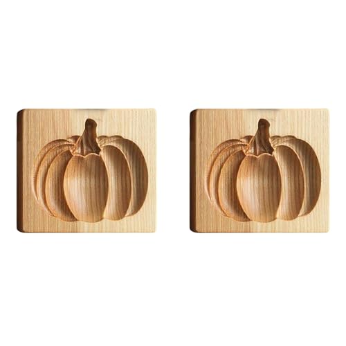2 Stück Holz-Keksformen Plätzchenformen Cookie Cutter Keksformen Prägeform Backformen DIY Keks Pressstempel Formen Backformen Deko Hochzeit, Party, Halloween, Weihnachten (Kürbis) von FSLLWGWG