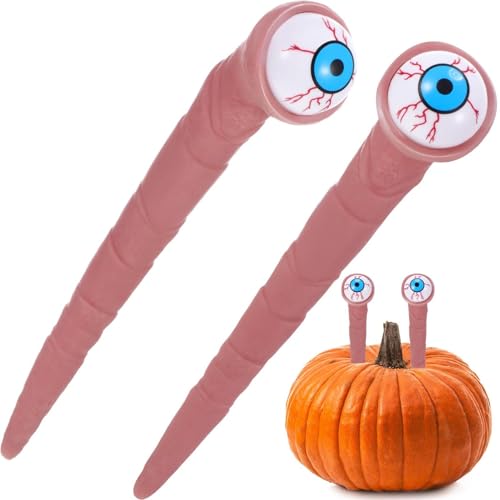 FSLLWGWG 2 Stück Halloween-Augen-Gartenstecker Pflanzendekoration 17 cm böser Blick Deko-Stecker ausgerissener Augapfel Halloween-Dekoration für drinnen und draußen, Blumentopf-Dekor (Weiß) von FSLLWGWG