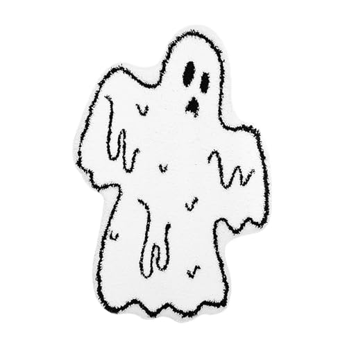 FSLLWGWG Halloween Fußmatte,Fußmatte Eingangshalle Spinnennetz, Halloween Badematte,Halloween Spinnennetz,Fußabtreter rutschfest für Flur, Terrasse, Eingangsbereich 40 * 60cm (Geisterteppich) von FSLLWGWG