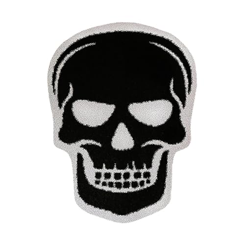 FSLLWGWG Halloween Fußmatte,Fußmatte Eingangshalle Spinnennetz, Halloween Badematte,Halloween Spinnennetz,Fußabtreter rutschfest für Flur, Terrasse, Eingangsbereich 40 * 60cm (Totenkopf Teppich) von FSLLWGWG
