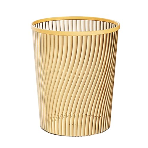 FSLLWGWG Papierkorb, Abfalleimer aus Kunststoff für Büro, Küche oder Bad Runder Mülleimer Papiereimer MüLleimer Schreibtisch BüRo Accessoires FüR Zuhause (Gold) von FSLLWGWG