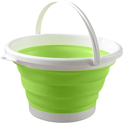 Faltbarer Eimer, 5L Falteimer Putzeimer Faltbar, Sandburg Strandeimer, Platzsparend Zusammenklappbar Wassereimer für Draußen Angeln Sandkasten Camping Eimer (Grün) von FSLLWGWG