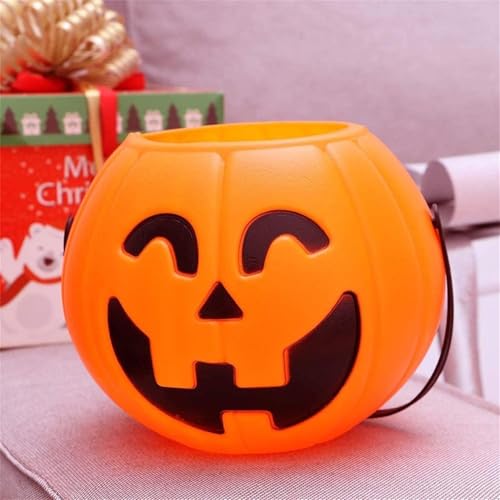 Halloween Eimer Für SüßIgkeiten Kürbiseimer Halloween Sammeleimer Halloween Deko Kürbiseimer Outdoor Kürbiseimer Tasche für Partydeko, Dekoration für Halloween (11cm) von FSLLWGWG