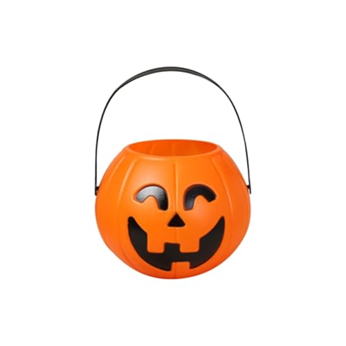 Halloween Eimer Für SüßIgkeiten Kürbiseimer Halloween Sammeleimer Halloween Deko Kürbiseimer Outdoor Kürbiseimer Tasche für Partydeko, Dekoration für Halloween (17cm) von FSLLWGWG