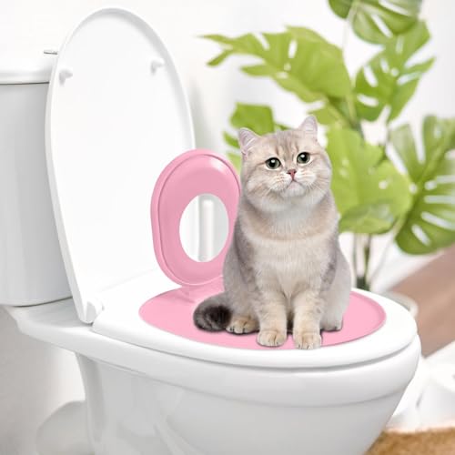 Katzentoiletten Trainer | Toiletten Trainingsset | Wiederverwendbare Katzentoilette Trainingssystem, um Ihrer Katze das Toilettengang beizubringen (Rosa) von FSLLWGWG