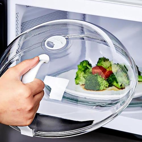 Mikrowellen Abdeckung,23cm zum Erhitzen von Lebensmitteln - Abdeckhaube mikrowelle – Mikrowellenhaube-Transparenter mit Dampfentlüftungslöchern & Griff (2) von FSLLWGWG