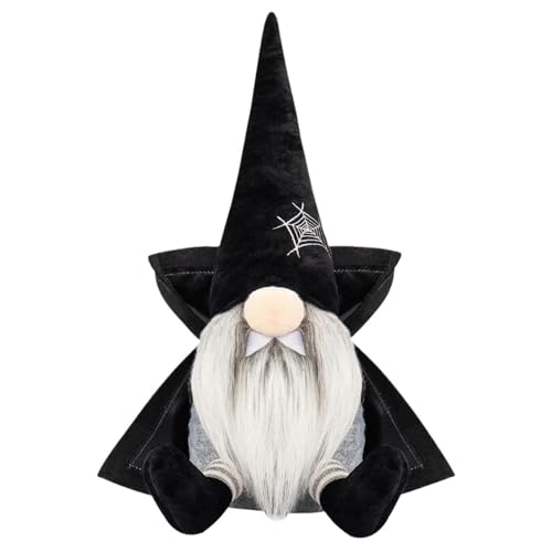 Wichtel Halloween Dekorationen für Zuhause,Halloween-Puppe ohne Gesicht Zwergenumhang-Figuren Plüsch Zwerge Handgemachte Zwerg Puppen für Halloween Dekor (Black) von FSLLWGWG