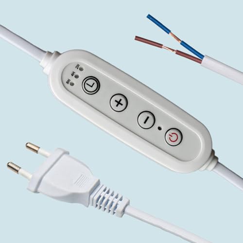 FSLiving 2-adrige Textilkabel, Lampenkabel mit 1.8 meter Länge,mit Dimmer,Zeitschaltuhr und Stecker.Ausgezeichnete für Ventilator, Lampe, eine nacht lampe,Weiß von FSLiving