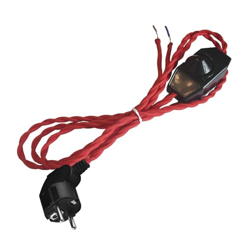 FSLiving 2-adrige Textilkabel, Lampenkabel mit 2.5 meter Länge,Ein/Aus-Schalter und Stecker,Geflochtenes Kabel für Ventilator, Lampe, eine nacht lampe,Rot FSLiving 2-adrige Textilkabel, Lampenkabel mit 2.5 meter Länge,Ein/Aus-Schalter und Stecker,Geflochtenes Kabel für Ventilator, Lampe, eine nacht lampe,Rot von FSLiving