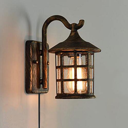 FSLiving Außen IP65 Wasserdicht Wandleuchten, Aluminium Aussen Wandlampe, 1,8m Kabel mit Stecker, E27, Max. 60W Wandleuchte für Garten Garage Sportplatz - BD0870 von FSLiving