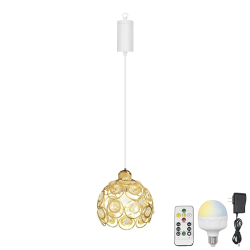 FSLiving Dimmbare Hängelampe mit Batterie Innen,Gold Metall Hängeleuchte Batteriebetriebene Lampe, Pendelleuchte ohne Strom Stromanschluss für Küche Nachttischcafé,XDD054TB FSLiving Dimmbare Hängelampe mit Batterie Innen,Gold Metall Hängeleuchte Batteriebetriebene Lampe, Pendelleuchte ohne Strom Stromanschluss für Küche Nachttischcafé,XDD054TB von FSLiving