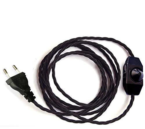 FSLiving Eurostecker und Dimmer-schalter mit 2.5 Meter Schwarz langem Kabel für jeden, der eine Lampe selbst bauen möchte. von FSLiving