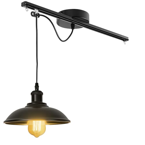FSLiving Industrielle Hängelampe - Bewegliche Pendelleuchte links/rechts 25cm -Hängelampe Esstisch Einstellbare Höhe - Einfache Installation Deckenlampe Küche für Wohnzimmer Esszimmer TB2775 von FSLiving