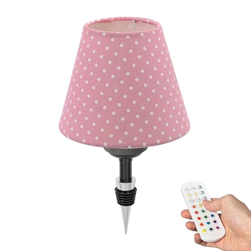 FSLiving LED Akku Flaschenlampe, Stoff Tischlampe kabellos 3.5W, Dimmbar Flaschenlicht mit RGB-Modus und Timer, USB-Aufladbar Tischleuchte für Bar Restaurant DZ0031PKD von FSLiving
