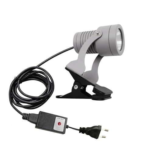 FSLiving LED-Klemmleuchte 7W mit 3m Kordel und Zeitschaltuhr, LED Strahler Außen mit Klammer, IP65 Wasserdicht LED Spots warmes Weiß für Hinterhof, Garage, Flur, Poolbeleuchtung,schwarz(HWD0161) von FSLiving