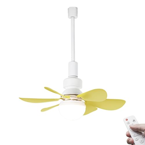 FSLiving Leiser Tischventilator für Schienensysteem mit Fernbedienung, 50 cm Durchmesser, Gelb Ventilator leise für Zuhause im Schlafzimmer -Geräuscharmer Deckenventilator 1 Packung - YKFSD von FSLiving
