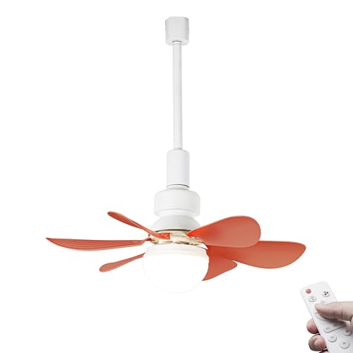 FSLiving Leiser Tischventilator für Schienensysteem mit Fernbedienung, 50 cm Durchmesser, Rot Ventilator leise für Zuhause im Schlafzimmer -Geräuscharmer Deckenventilator 1 Packung - YKFSD von FSLiving