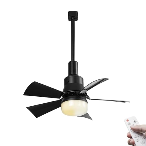 FSLiving Leiser Tischventilator für Schienensysteem mit Fernbedienung, 50 cm Durchmesser, Schwarz Ventilator leise für Zuhause im Schlafzimmer -Geräuscharmer Deckenventilator 1 Packung - YKFSD von FSLiving
