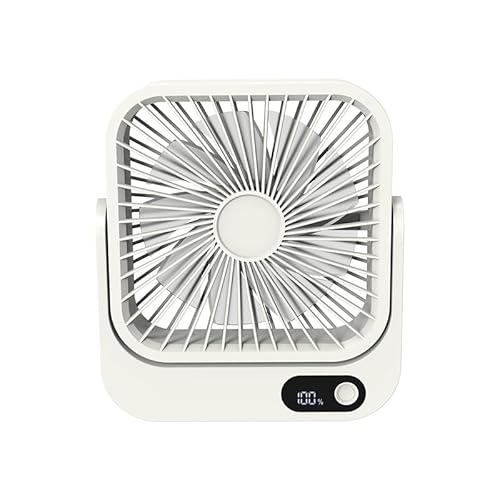 FSLiving Magnetisch leistungsstarker & tragbarer Tischventilator 3W, Wiederaufladbar Ventilator Leise, 90° Einstellbarer Winkel Ventilatoren für Büro, Schlafzimmer 5 Windgeschwindigkeit FS091 von FSLiving