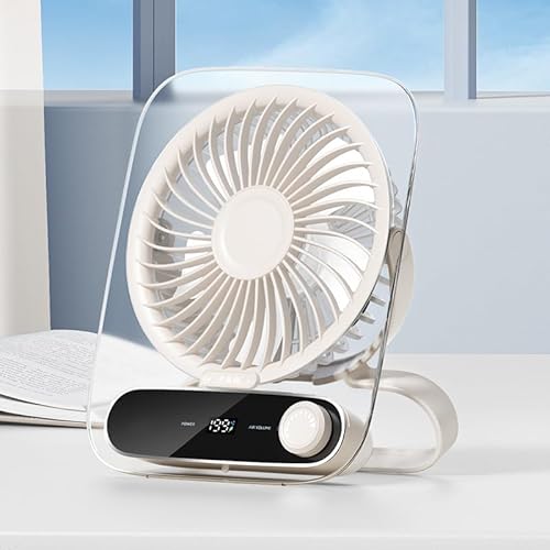 FSLiving Magnetisch leistungsstarker & tragbarer Tischventilator 4.5W,3000mah Weiß Wiederaufladbar Ventilator Leise, 90° Einstellbarer Winkel Ventilatoren für Büro, Schlafzimmer FS093 von FSLiving