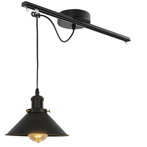 FSLiving Modernes Hängelampe - Bewegliche Pendelleuchte links/rechts 25cm -φ22cm Hängelampe Esstisch Einstellbare Höhe - Einfache Installation Deckenlampe Küche für Wohnzimmer Esszimmer DZ0001 von FSLiving