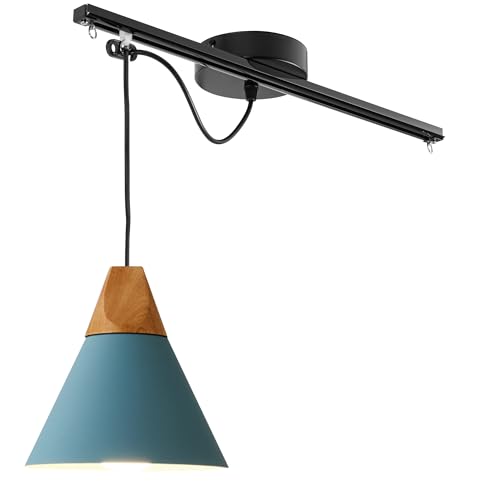 FSLiving Modernes Hängelampe - Bewegliche Pendelleuchte links/rechts 25cm -Blau Hängelampe Esstisch Einstellbare Höhe - Einfache Installation Deckenlampe Küche für Wohnzimmer Esszimmer TB0107 von FSLiving