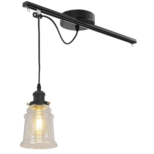 FSLiving Modernes Hängelampe - Bewegliche Pendelleuchte links/rechts 25cm -Glas Hängelampe Esstisch Einstellbare Höhe - Einfache Installation Deckenlampe Küche für Wohnzimmer Esszimmer TB0213 von FSLiving