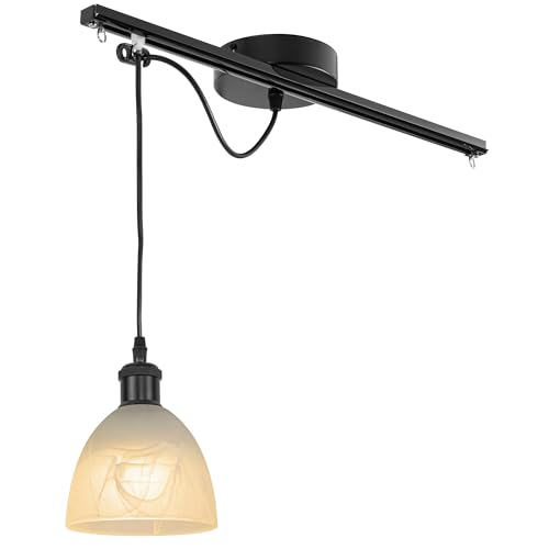 FSLiving Modernes Hängelampe - Bewegliche Pendelleuchte links/rechts 25cm -Glas Hängelampe Esstisch Einstellbare Höhe - Einfache Installation Deckenlampe Küche für Wohnzimmer Esszimmer TB1151 von FSLiving