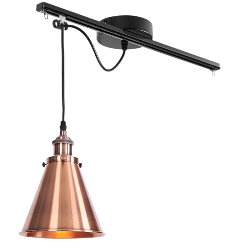 FSLiving Modernes Hängelampe - Bewegliche Pendelleuchte links/rechts 25cm -Kupferrot Hängelampe Esstisch Einstellbare Höhe - Einfache Installation Deckenlampe Küche für Wohnzimmer Esszimmer TB0132 von FSLiving